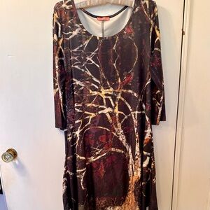 Simply Aster Fall Print A-Line Swing Dress. Size L